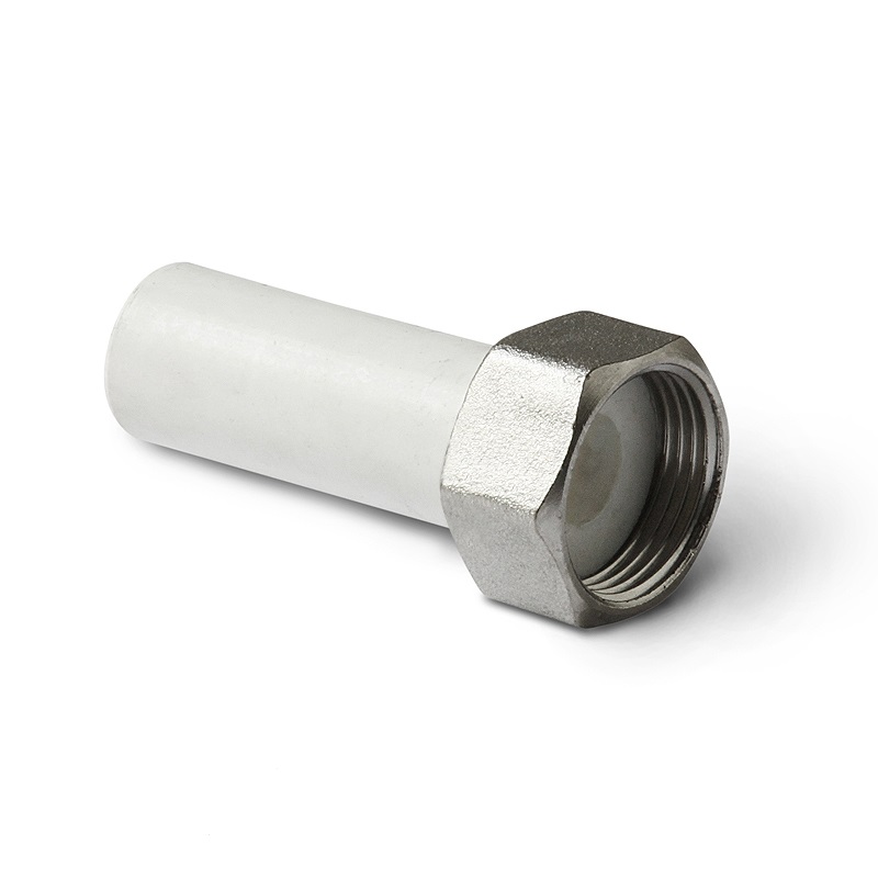 Штуцер ППР с накидной гайкой 25х1/2”В PRO AQUA белый