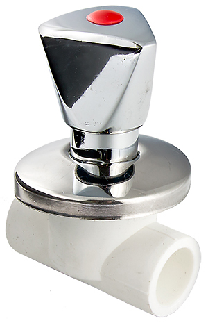 Вентиль с хромированной рукояткой ППР 20 мм VALTEC белый