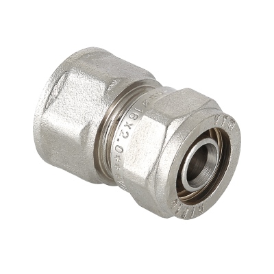 Муфта обжимная комбинированная 20х1/2" В VALTEC никель