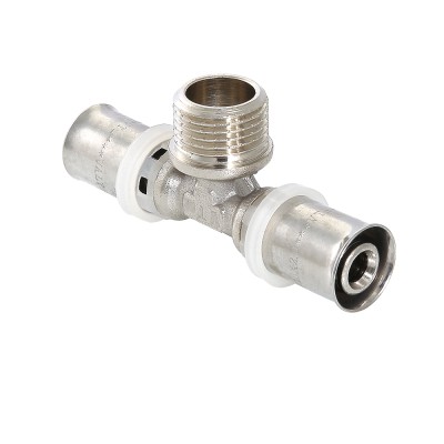 Тройник пресс комбинированный 16х1/2" Н никель VALTEC